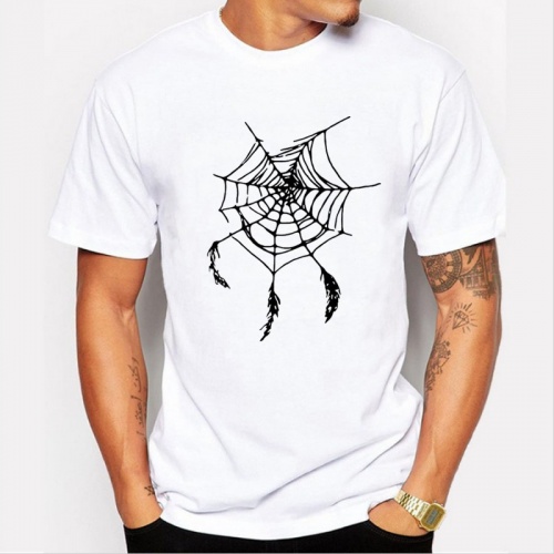 Mens Solid Spider web printing t shirt