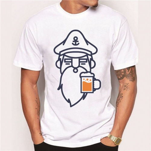 Men Fashion Beer Man Design T shirt Custom Printed Short Sleeve Tees