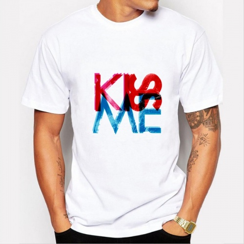 Mens KISS ME Print T shirt Fashion Casual Funny Shirt For Man White Top Tee 
