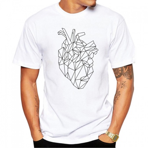 Mens Summer Hipster polygonal heart Design T Shirt Popular Customized Printed Tops Fashion Tees