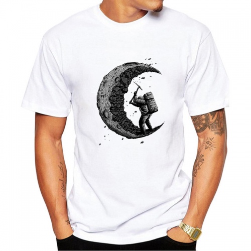 Mens digging the moon Design T Shirt Men's High Quality Custom Printed Tops Hipster Tees