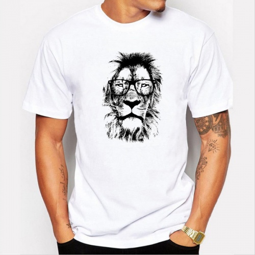 Mens The King Lion Wear Glasses Printed T-Shirt