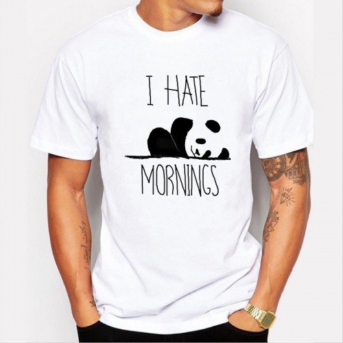 0321 Mens Cute Cartoon Panda Printed T Shirt Men's Cool Design Tops Custom Hipster Tees