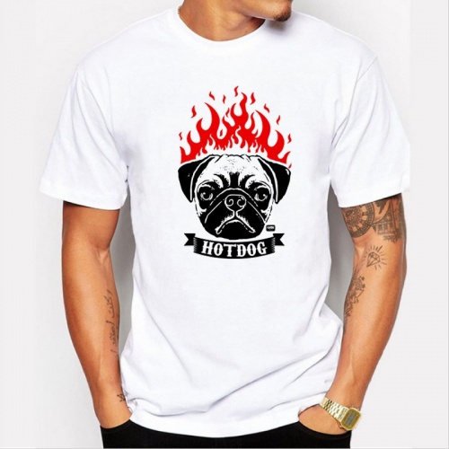 0315 Mens Fashion Hot Pug funny printed male tops short sleeve