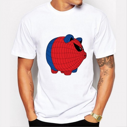 0223 Mens Spider-Man Pig Printed T Shirt Fashion Tees