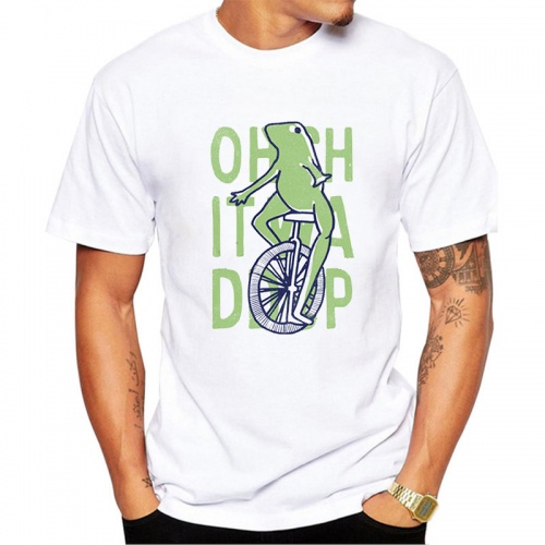 0221 Mens Frog Riding Printed Tee Shirts Short Sleeve Hipster Tops
