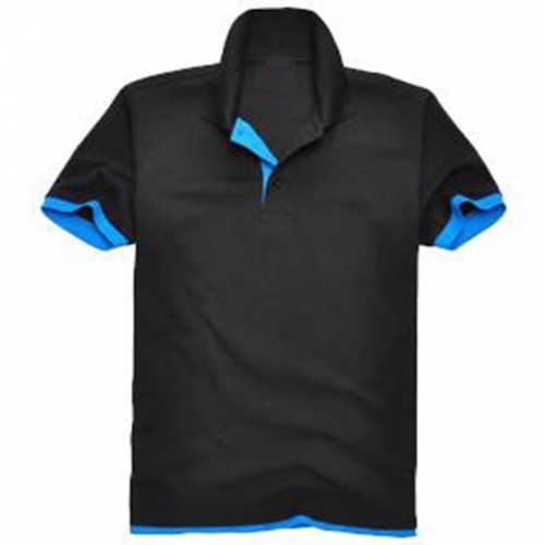 Custom Logo Polo Plain TShirt 200 Gram Printed Short Sleeve Hipster Tops Black/Blue