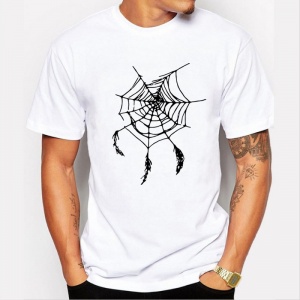 Mens Solid Spider web printing t shirt