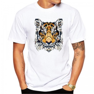 Mens Tiger Animal Poker Design T Shirt Male Fashion Cool Tops Hipster Printed Summer Tees