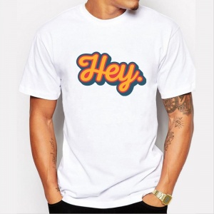 Men's Fashion Cute HEY Letter Printed T shirt Cool Tops Hipster Tees