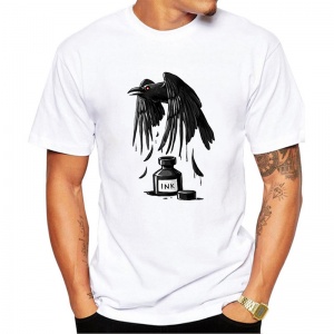 Mens Ink Raven men customized t-shirt Ink Dragon retro printed Men fashion