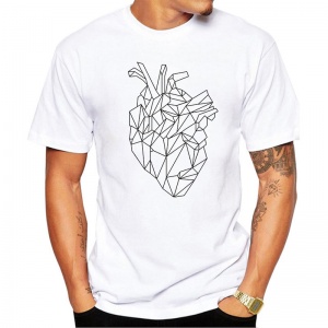 Mens Summer Hipster polygonal heart Design T Shirt Popular Customized Printed Tops Fashion Tees