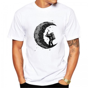 Mens digging the moon Design T Shirt Men's High Quality Custom Printed Tops Hipster Tees