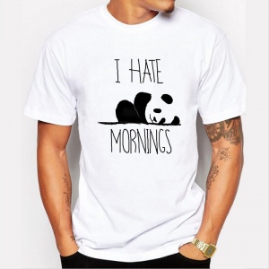 0321 Mens Cute Cartoon Panda Printed T Shirt Men's Cool Design Tops Custom Hipster Tees