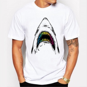 0319 Mens Shark print men's T shirt Cotton Tee