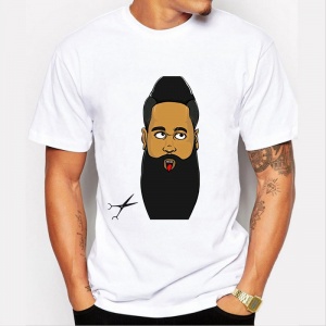 0314 Mens Cut the beard print T Shirt Men Tees Short Sleeve