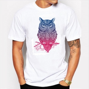 0312 Mens night warrior owl printed t-shirts funny tee shirts Hipster O-neck popular tops