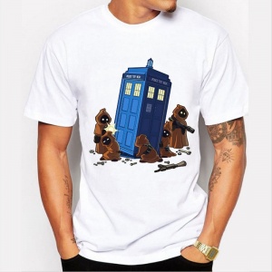 0224 Mens doctor who t shirt short sleeve police box printed male tops hipster funny cool tees