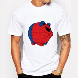 0223 Mens Spider-Man Pig Printed T Shirt Fashion Tees