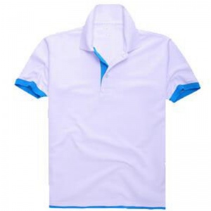 Custom Logo Polo Plain TShirt 200 Gram Printed Short Sleeve Hipster Tops White/Blue